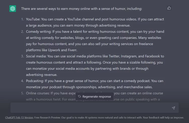 ChatGPT how to earn money with a sense of humour