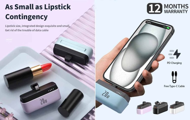 AIRDROPTECH PD 20W 5000mah Mini Power Bank Fast Charging Powerbank Compatible with IP Series Samsung