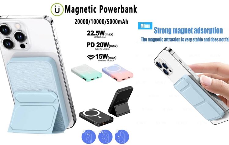 Ultrathin Magnetic Power Bank 20000mAh Wireless Powerbank Fast Charging For iPhone15 14 13 12 Pro Max With Stand