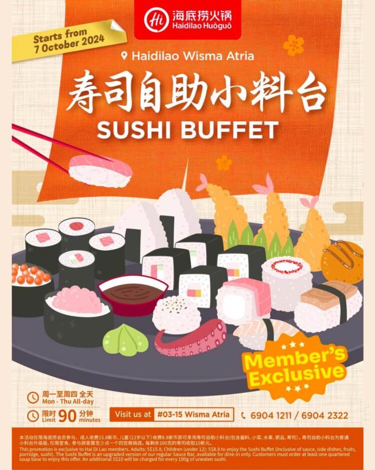 Haidilao $15.80 Sushi Buffet at Wisma Atria: A Feast for All Sushi Lovers!